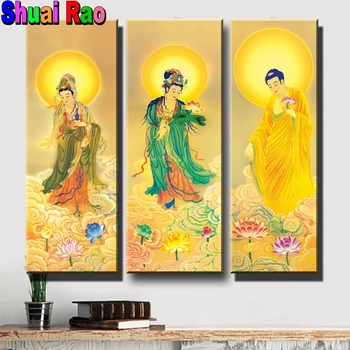 Duvar Sanatı Avalokitesvara Bodhisattva Elmas Boyama Tam Kare Yuvarlak Elmas Mozaik din Thangka Budizm El Yapımı Hediye,