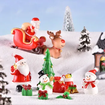 Mini Noel Reçine Süs Noel Dekorasyon Ev için Figürler Minyatürleri Navidad Noel 2021 Yeni Yıl Masaüstü Dekor