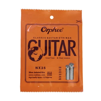 20 adet Orphee NX35 6 adet Klasik Gitar Dizeleri Tam Set Değiştirme (.028-.045) Naylon Çekirdek Gümüş Ceketli Tel Sert Gerginlik