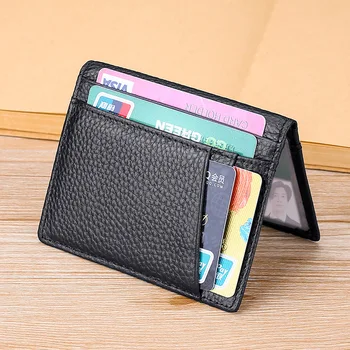 YUECIMIE Süper Ince Yumuşak cüzdan 100 % Hakiki Deri Mini Kredi kart tutucu Cüzdan Çanta Ince Küçük kart tutucu s Erkek Cüzdan