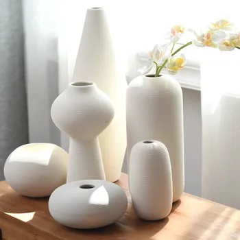 Iskandinav Klasik Beyaz Sanat Seramik Çiçek Vazo Yemek Odası Yaratıcı Dekorasyon Porselen Vazolar