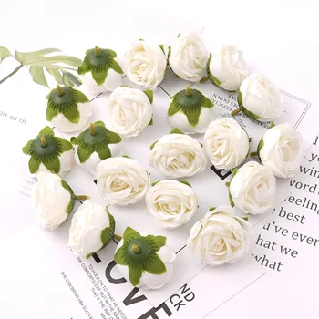 50PCS/4cm Yapay İpek Bahar tomurcuk Beyaz Gül Tomurcuk Çiçek Scrapbooking Zanaat Sahte Çiçek DIY Çelenk Düğün Dekorasyon Başkanları 