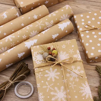 Retro Noel Ambalaj yaprak kağıt Wrap kraft el işi kağıdı Noel Süslemeleri İçin Düğün Çocuklar Doğum Günü Bebek Duş Dekor Hediyeler