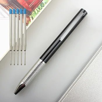 1 + 5 dolum Seti Ofis Metal Tükenmez Kalem Dolum Hediye Kırtasiye Topu okul için kalem Ofis Mürekkep Siyah
