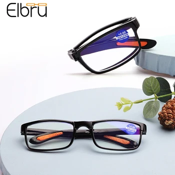 Elbru Anti mavi ışık okuma gözlüğü Ultralight Şeffaf Presbiyopi Gözlük Erkekler Kadınlar Taşınabilir katlanır gözlük Diyoptriden 1.0 4.0