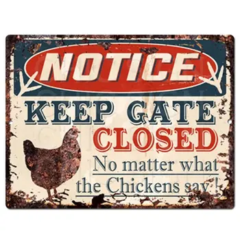 Uyarı TUTMAK kapısı kapalı olursa olsun ne Tavuklar demek Teneke Chic Burcu Vintage Retro Rustik Metal Plaka Mağaza Ev Dekor 20x30 cm