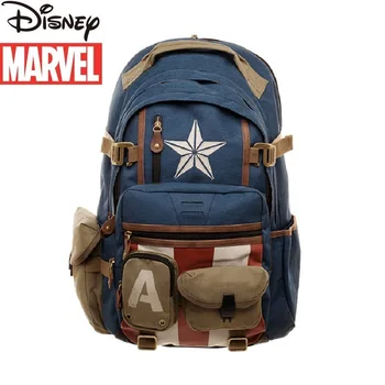Disney Yeni Marvel Kaptan Amerika keten sırt çantası erkek Sırt Çantası Rahat Moda Öğrenci Bilgisayar Çantası erkek seyahat sırt çantası
