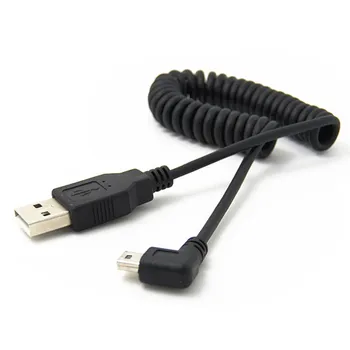 USB 2.0 Tip A Erkek Dik Açılı Mini B 5p Erkek Yaylı Kablo