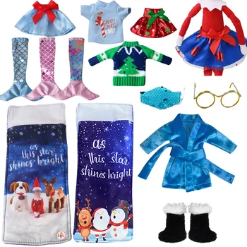 Noel Elf Bebek Mavi Serisi Uyku Tulumu Elbise Elbise Çorap Kawaii çocuk Oyuncakları Aksesuarları doğum günü hediyesi (Bebek) M14