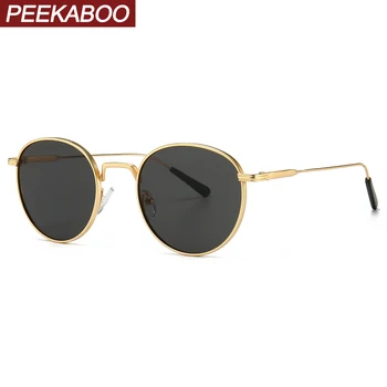 Peekaboo metal yuvarlak güneş gözlüğü erkekler retro altın yeşil uv400 klasik daire güneş gözlüğü kadınlar için hediye erkek yaz sıcak satış