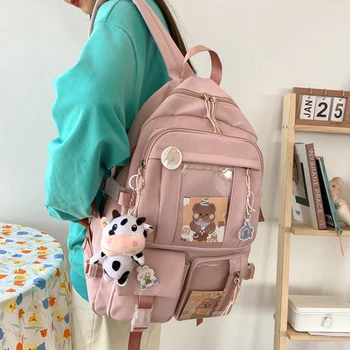 JOYPESSIE Moda Tuval Kadın Sırt Çantası Kawaii Eğlence Bookbag Seyahat Sırt Çantası Genç kız çocuk okul çantası Sevimli Laptop Mochila