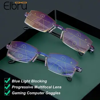 Elbru Elmas Kesme Çerçevesiz okuma gözlüğü Kadın Erkek TR90 Anti-mavi ışık Ultra hafif Büyütme Diyoptriden gözlük+1+1.5+4