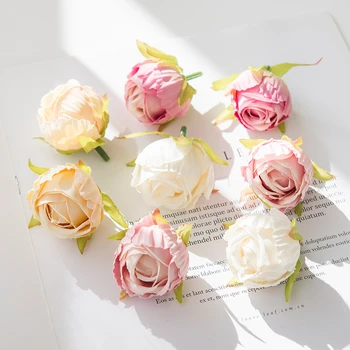 10 Adet İpek Çay Tomurcukları Güller Kafa Düğün Dekoratif Çelenkler Noel Süslemeleri Ev için Dıy Hediye Sahte Bitkiler yapay çiçekler