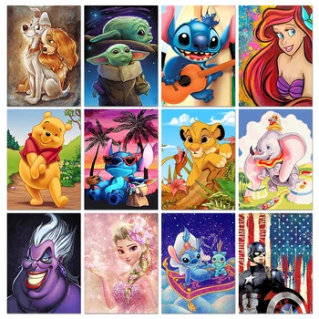 Disney Elmas Boyama Karikatür Portre Tam Yuvarlak Elmas Mozaik Nakış Çapraz Dikiş Sanat çocuk Odası DİY Dekorasyon