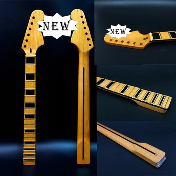 Yeni Akçaağaç Gitar boyun 22 Fret 25.5 inç Parlak Sarı Blok Kakma akçaağaç klavye Cıvata