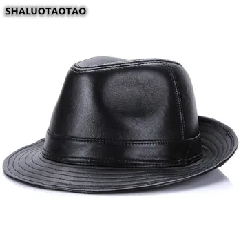 Yeni Hakiki Deri Şapka erkek Deri Şapka Koyun Derisi Fedoras Sonbahar Kış Zarif Caz Kap Sombreros Casquette 55-62cm