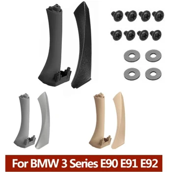 2 adet Sağ Sol Yan İç Ön Kapı Paneli Kolu Çekin Trim + Kapak BMW E90 E91 3 Serisi Araba İç Aksesuarları Yedek