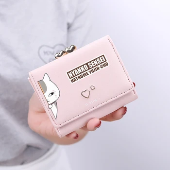 Kadın Natsume Yuujinchou Küçük cüzdan Bayanlar Mini Sevimli Kız Kısa bozuk para cüzdanı Kadın El cüzdan