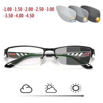 Yeni Yarım Çerçeve Fotokromizm Bitmiş Miyopi Miyopi gözlük Gözlük Çerçeveleri Derece Lens Diopters gözlük-1-1.25-1.75