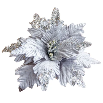 Yapay çiçekler için yılbaşı dekoru Glitter Poinsettia Sahte Çiçekler DIY Ev Noel Yeni Yıl Dekorasyon Çiçek Düğün
