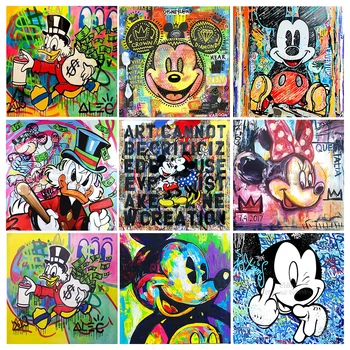 Elmas Boyama Karikatür Mickey Mouse Disney Kare Yuvarlak 5D DIY Nakış Manzara Mozaik Taklidi Resim Ev Dekorasyon