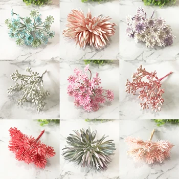3/6/10 adet DIY scrapbooking noel çelenk yapay bitkiler ponpon yapay çiçekler ev dekor için El Yapımı yeşil bitkiler