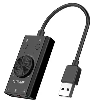 ORICO SC2 Harici USB Ses Kartı Ses Ayarlanabilir 3-Port Mic Kulaklık Ses Kartı Adaptörü PC için Harici ses kartı