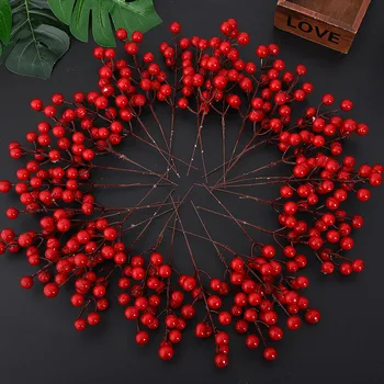 Yapay Kırmızı Meyveler Buket Sahte Nar Çiçeği Yılbaşı Ağacı Süsleme Aksesuarları Düğün Parti Dekor Yeni Yıl 2023
