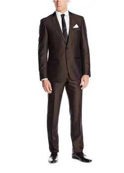 2023 Sıcak Basit Takım Elbise Erkekler Koyu Kahverengi Düğün Takımları Damatlar Smokin Erkek Takım Elbise Fit Groomsmen Takım Elbise (Ceket + Pantolon)
