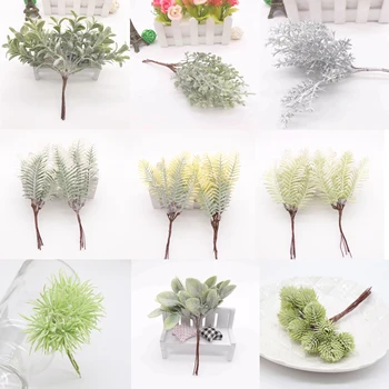 6 adet yapay bitki çim düğün çelenk Noel dekorasyon aksesuarları yapay çiçekler