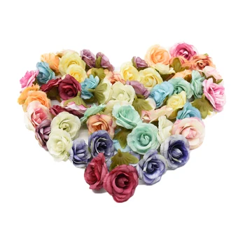 20 Adet 4Cm Renkli İpek Güller Ev Düğün Dekor Noel Çelenk Küçük Çiçekler El Sanatları için Dıy Scrapbooking yapay çiçekler