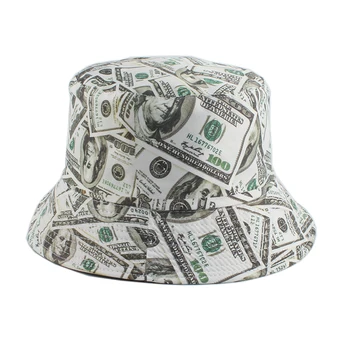 Yeni Dolar Baskı balıkçılık şapkası Bob Chapeau Femme Geri Dönüşümlü Kova Şapka Erkekler Balıkçılık Kova Şapka Kadınlar İçin Harajuku Hip Hop gorro