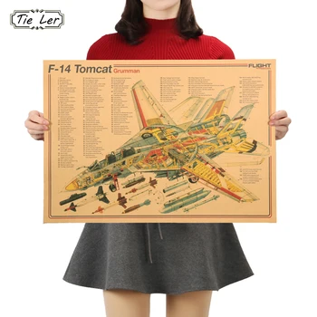 Uçak Posteri Uçak Yapısal Retro Poster Tasarım Çizimleri Kraft Kağıt Duvar Dekorasyon Boyama Duvar Sticker 51X36cm