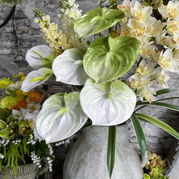 SunMade 3D Baskı Büyük Antoryum Şube Pembe yapay çiçekler Ev Düğün Dekorasyon Flores Artificales Çiçek Düzenleme