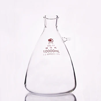 SHUNIU Filtreleme flask ile yan tubulature, Kapasite 10000 Ml,Üçgen şişesi tübüller, Filtre Erlenmeyer şişesi