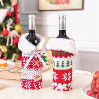 Noel şarap şişesi dekor Seti Yaşlı Kar Tanesi Elk şişe kapağı Elbise Mutfak Dekorasyon Yeni Yıl Noel Yemeği Parti