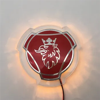 1 ADET Kırmızı Arka Plan Gümüş Griffin Kamyon Ön İzgara Grille Amblem Rozeti Turuncu 24V LED aydınlatma şeritleri Plaka