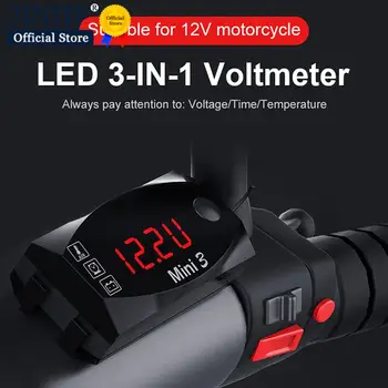 1 Takım 3 İn 1 Evrensel Motosiklet Elektronik Saat Termometre Voltmetre 12V IP67 Su Geçirmez Toz geçirmez LED İzle dijital ekran