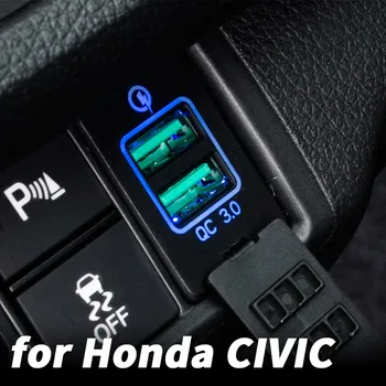 Araba Merkezi Kontrol Anahtarı USB Şarj Hızlı Şarj Güçlendirme Anahtarı Röle Modifikasyonu Honda Civic 10th 2016-2021 Aksesuar