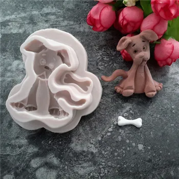 DIY 3D Köpek Şekli silikon kalıp Kek dekorasyon kalıbı Aracı Sabun Şeker Çikolata Kalıpları Fondan Dekorasyon Araçları