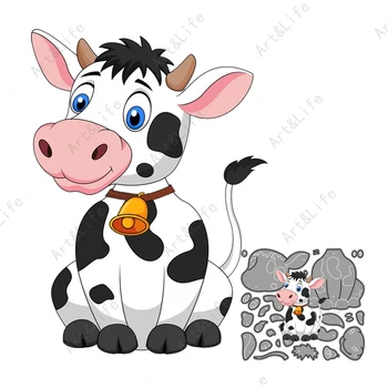 Sevimli Hayvanlar 2022 Yeni Metal Kesme Ölür Süt Sığırı Scrapbooking Albümü Yapmak için Şablonlar Festivali Kartları Kabartma Kesim Die