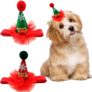 Noel Pet Köpek Kedi Şapka Pullu Şapkalar Noel Partisi Başlığı Ayarlanabilir Kayış İle Köpek Cosplay Kostüm Evcil Hayvan Malzemeleri