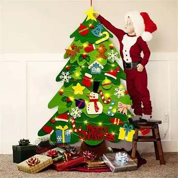 DIY keçe yılbaşı ağacı seti Noel Süslemeleri Parti Malzemeleri Kreş Çocuk Hediye Yeni Yıl Navidad