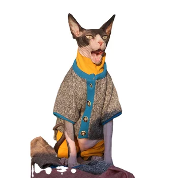Sfenks kedi giysileri sonbahar kış Devon Rex kazak ceket hırka kedi kıyafet Pet Giyim giyim tüysüz kedi giysileri