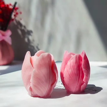 Lale Çiçek silikon kalıp Mum Kalıp El Yapımı Aromaterapi Aşındırıcı Çikolata Fondan Kek Kalıp Pişirme Aracı