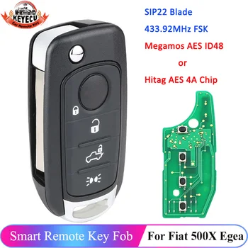 KEYECU 4 düğmeli uzak anahtar Fob FSK 433.92 MHz MQB Megamos AES ID48 Çip Hıtag AES 4A Çip Fiat 500X Egea Tipo 2016 2017 2018