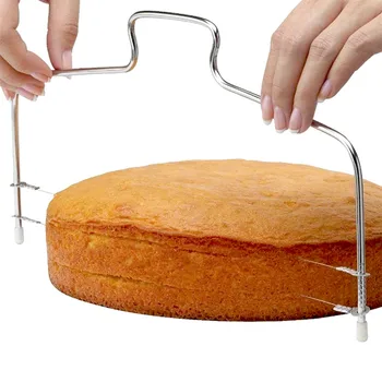 1 ADET Çift Hat Kek Kesim Dilimleme Ayarlanabilir Paslanmaz Çelik Cihaz kek dekorasyon kalıbı DIY Bakeware Mutfak Pişirme Aracı