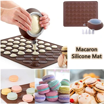 DIY Acıbadem kurabiyesi Kiti Macaron Silikon Mat Yapışmaz Pişirme Kalıp Seti 48/36 Kapasiteli Macaron Pot Kek Dekorasyon Malzemeleri Pasta Kalıp