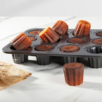 Karbon Çelik 12 Kavite Yapışmaz Cannele Bordelais Yivli Kalıp Puding Kalıp Cupcake Muffin fırın tepsisi Mutfak Pişirme Araçları