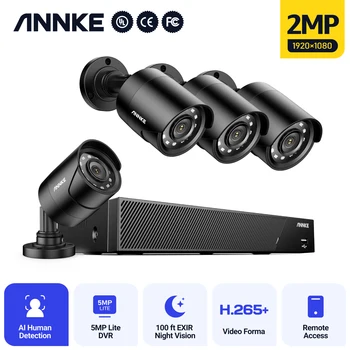 ANNKE 8CH 2MP HD Video Güvenlik Sistemi 5MP Lite H. 265 + DVR İle 4 ADET Akıllı IR Bullet Hava Gözetim Kameraları CCTV Kiti